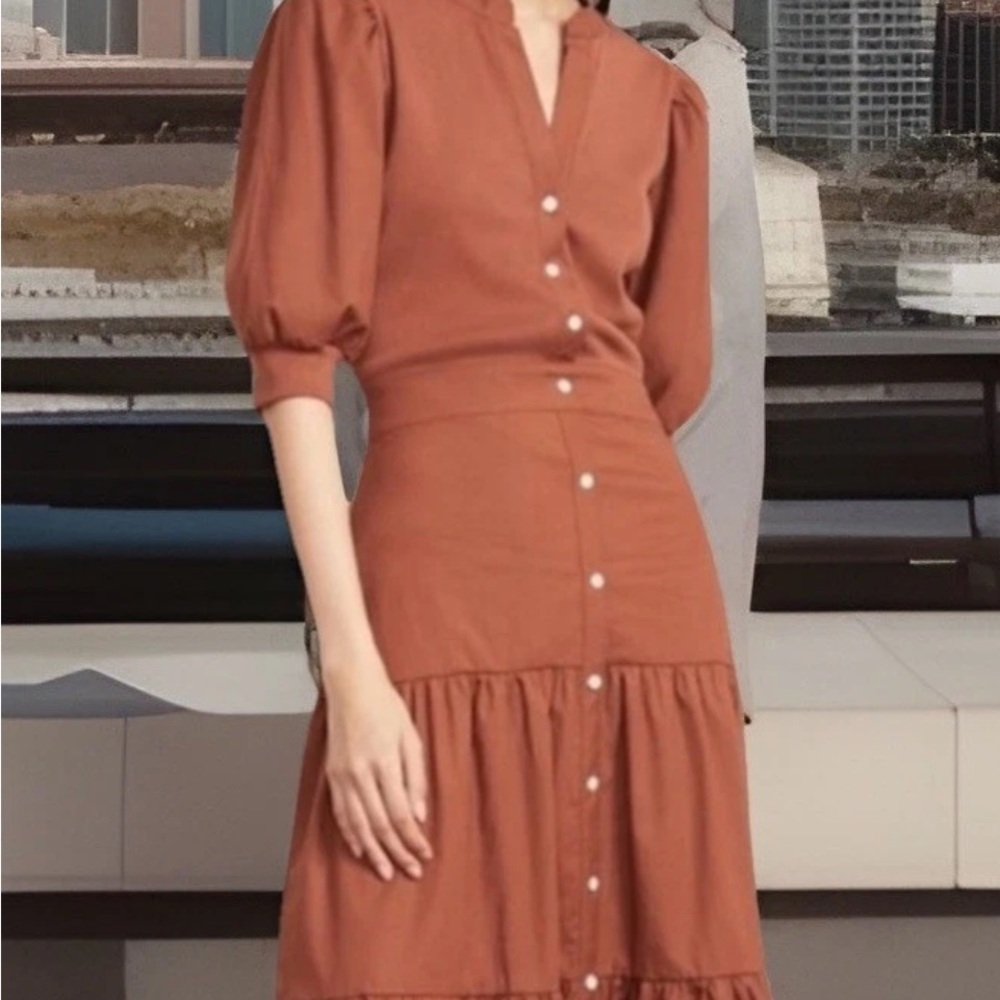 Veronica Beard Elegant Rust Midi Dress
